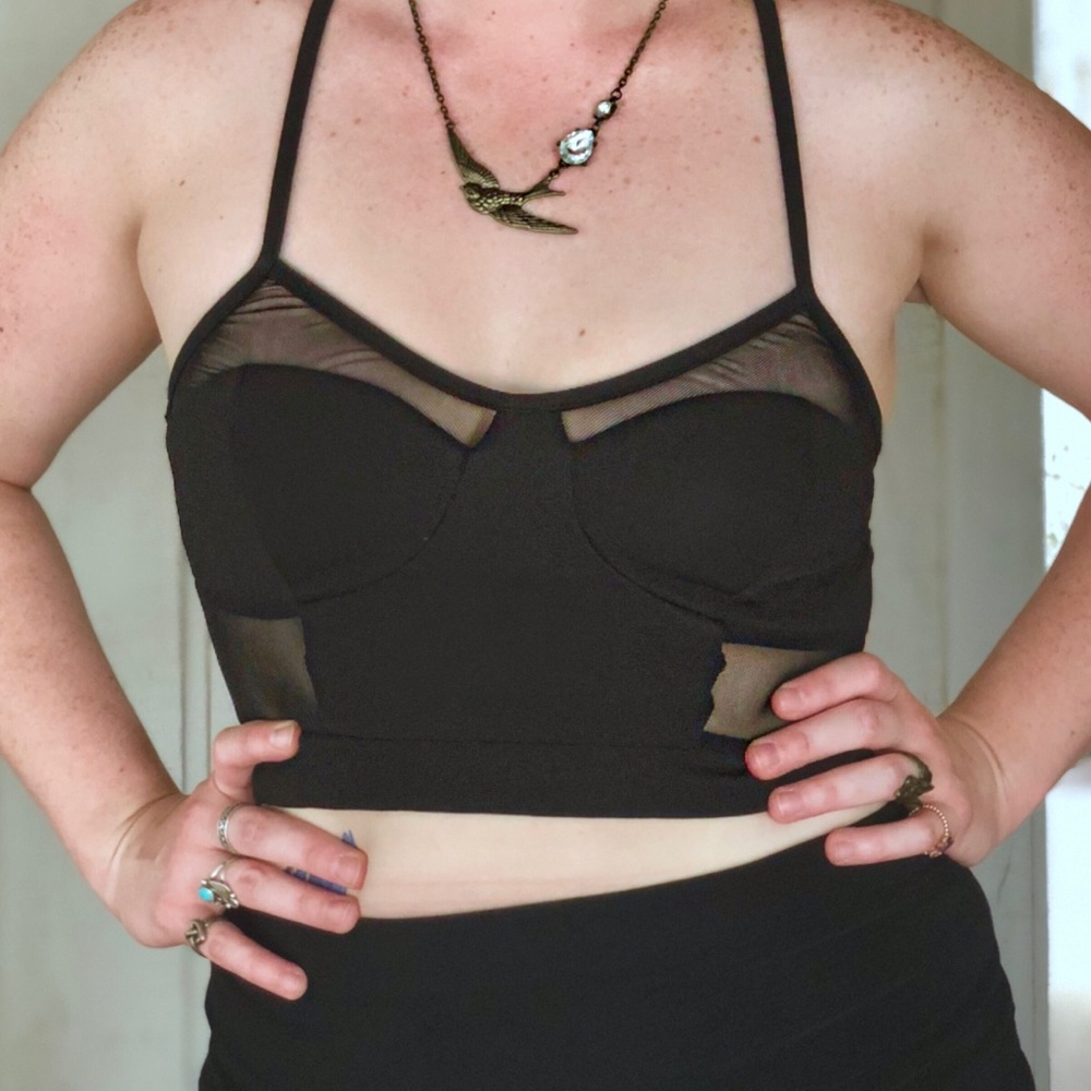 Black Mesh Bralette Crop Top